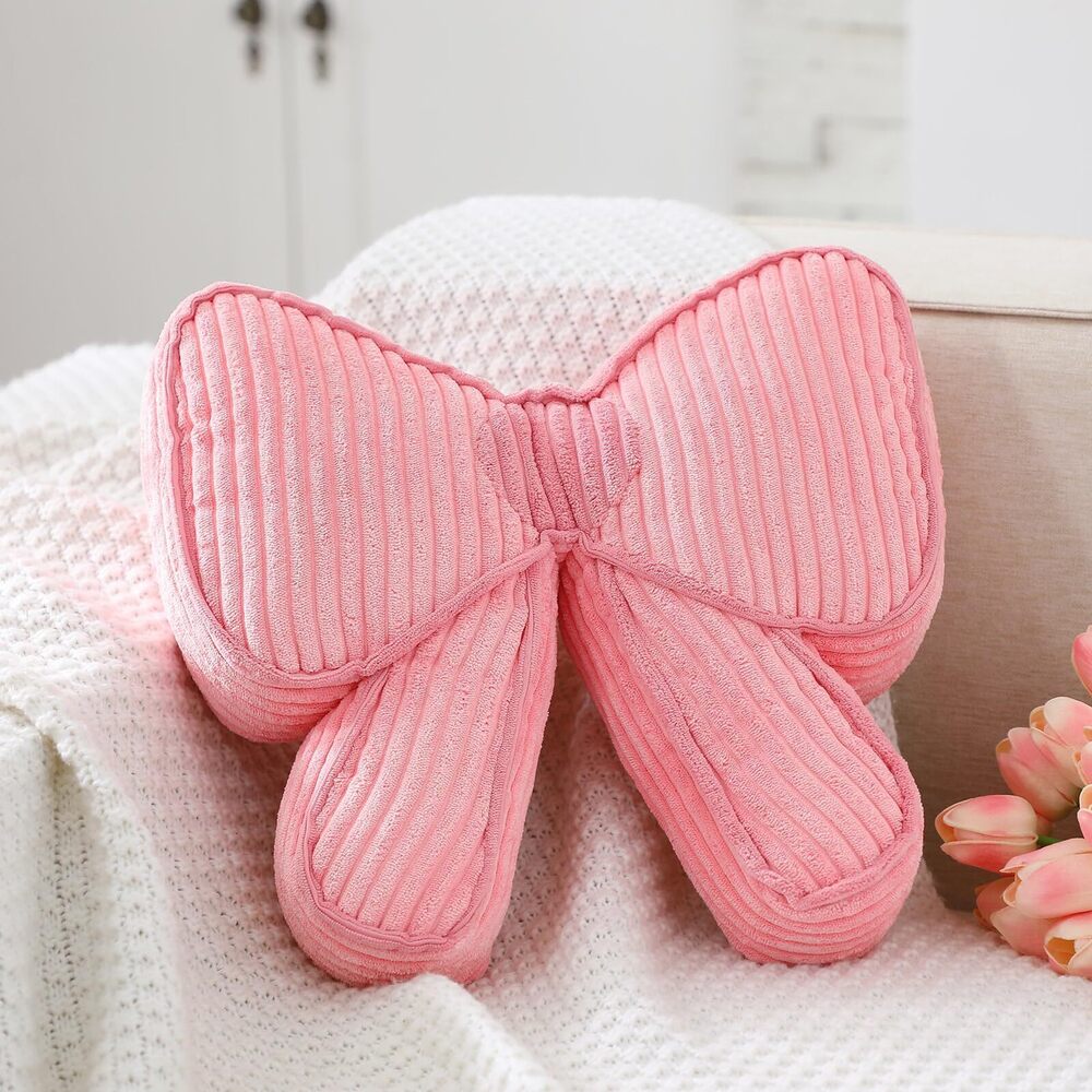 4907 Pink Bow Pillow 12'' Coquettish Bow Shaped Decorative Pillows Soft
